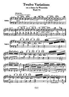 Twelve Variations on Russian Dance from 'Das Waldmädchen' by P. Wranitzky, WoO 71: For piano by Ludwig van Beethoven