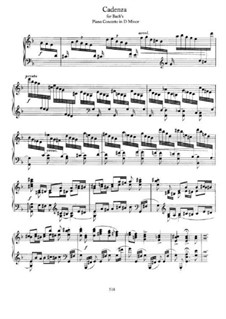 Cadenza to Harpsichord Concerto in D Minor by Bach: For piano by Johannes Brahms