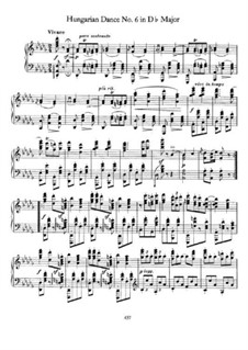 Dance No.6 in D Flat Major: For piano by Johannes Brahms