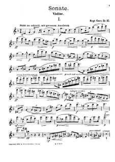 Sonata in D Minor for Violin and Piano, Op.82: Solo Part by Hugo Kaun