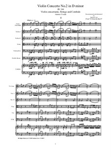 Concerto No.2 in D minor, RV 244: Score, parts by Antonio Vivaldi