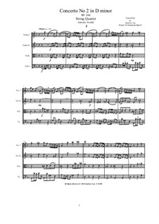 Concerto No.2 in D minor, RV 244: Version for string quartet by Antonio Vivaldi