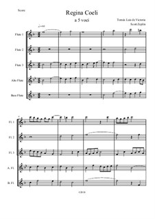 Regina Coeli: For flute quintet – score, parts by Tomás Luis de Victoria
