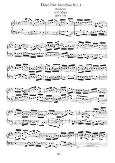 No.3 in D Major, BWV 789: For piano by Johann Sebastian Bach