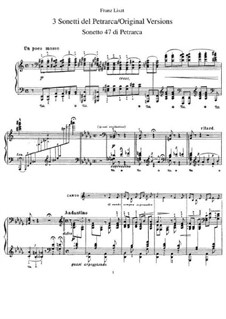 Petrarch's Sonnets, for Piano, S.158: Complete set by Franz Liszt