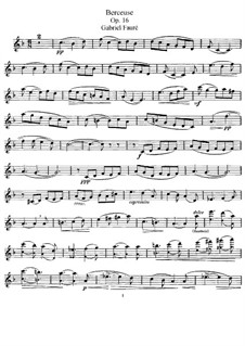 Berceuse (Lullaby) for Violin and Piano, Op.16: Solo part by Gabriel Fauré