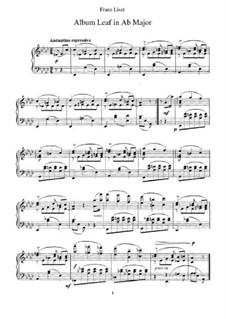 Album Leaf in A Flat Major, S.189a: For piano by Franz Liszt