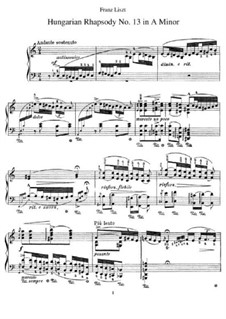 No.13 in A Minor, S.244: For piano by Franz Liszt