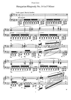 No.14 in F Minor, for Piano, S.244: For a single performer by Franz Liszt
