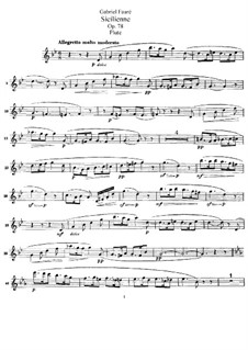 Sicilienne for Cello and Piano, Op.78: Version for flute and piano – flute part by Gabriel Fauré