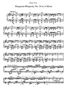 No.16 in A Minor, S.244: For piano by Franz Liszt