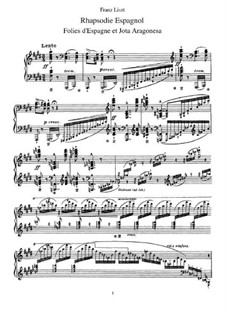 Rhapsodie Espagnole, S.254: For piano by Franz Liszt