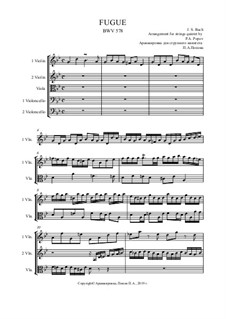 Fugue in G Minor 'Little', BWV 578: For strings quintet by Johann Sebastian Bach