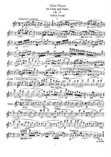 Three Pieces for Flute and Piano, Op.31B: Solo part by Arthur Foote