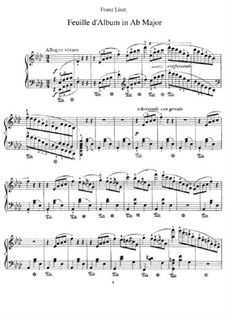 Album Leaf in A Flat Major, S.165: For piano by Franz Liszt