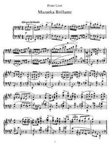 Mazurka Brilliant in A Major, S.221: For piano by Franz Liszt