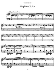 Mephisto Polka in A Minor, S.217: For piano by Franz Liszt