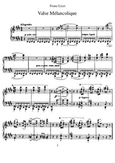 Valse mélancolique, S.210: For piano by Franz Liszt