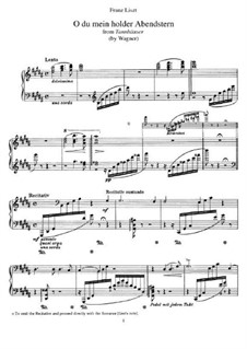 Transcription on 'O du mein holder Abendstern' from 'Tannhäuser' by Wagner, S.444: For piano by Franz Liszt