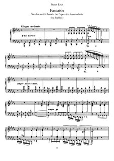 Fantasia on Themes from 'La Sonnambula' by Bellini, S.393: For piano by Franz Liszt