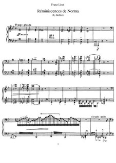 Réminiscences de 'Norma'. Transcription on Themes by Bellini, S.394: For piano by Franz Liszt