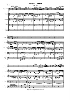 Rondo for Violin and Orchestra in C Major, K.373: Score and parts by Wolfgang Amadeus Mozart