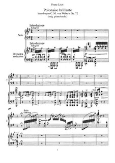 Transcription on Polonaise Brilliant by Weber, S.455: For two pianos four hands by Franz Liszt