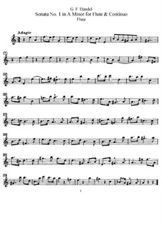 Sonata for Flute and Harpsichord No.1 in A Minor, HWV 374: Solo part by Georg Friedrich Händel