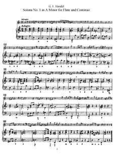 Sonata for Flute and Harpsichord No.1 in A Minor, HWV 374: Score by Georg Friedrich Händel