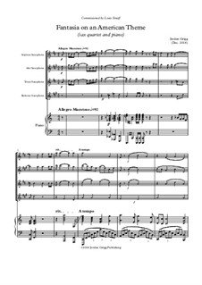 Fantasia on an American Theme: For sax quartet and piano by Jordan Grigg