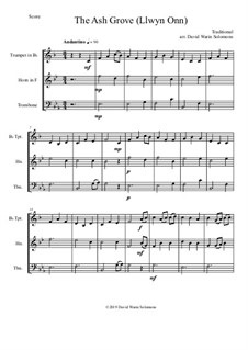 15 easy trios for brass trio (trumpet, horn, trombone): The Ash Grove (Llwyn Onn) by folklore