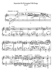 Improvisations on Two Norwegian Folk Tunes, Op.29: For piano by Edvard Grieg