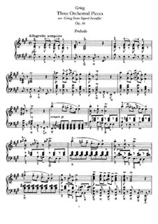 Three Orchestral Pieces from 'Sigurd Jorsalfar', Op.56: Version for piano by Edvard Grieg