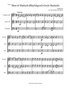 15 easy trios for brass trio (trumpet, horn, trombone): Men of Harlech (Rhyfelgyrch Gwŷr Harlech) by folklore