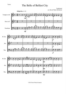 15 easy trios for brass trio (trumpet, horn, trombone): The Belle of Belfast city (I'll tell my ma) by folklore