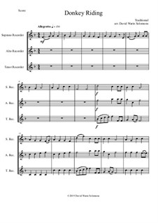 15 easy trios for recorder trio (soprano, alto, tenor): Donkey riding by folklore