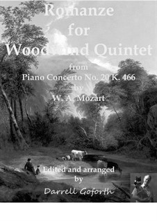 Concerto for Piano and Orchestra No.20 in D Minor, K.466: Movement II. Arrangement for woodwind quintet by Wolfgang Amadeus Mozart