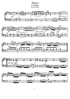 Minuet for Piano in D Major, K.355: For a single performer by Wolfgang Amadeus Mozart