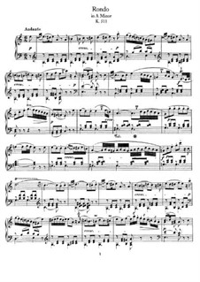 Rondo for Piano in A Minor, K.511: For a single performer by Wolfgang Amadeus Mozart
