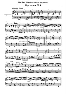 Prelude No.1 in C Major, BWV 933: For piano by Johann Sebastian Bach