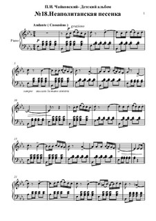 No.18 Neapolitan Song: For piano by Pyotr Tchaikovsky