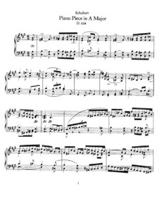 Piece for Piano in A Major, D.604: For a single performer by Franz Schubert