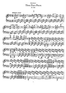 Three Piano Pieces, D.946: For a single performer by Franz Schubert