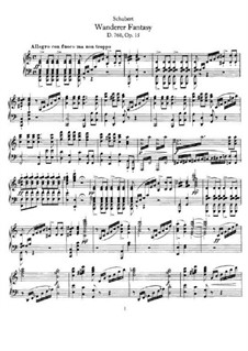 Fantasia for Piano in C Major 'Wanderer', D.760 Op.15: For a single performer by Franz Schubert