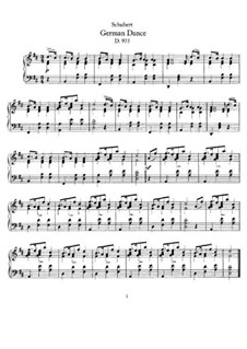 German Dance for Piano, D.975: For a single performer by Franz Schubert