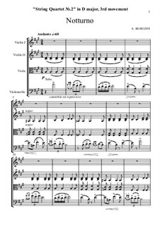 String Quartet No.2 in D Major: Movement III – score by Alexander Borodin