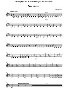 String Quartet No.2 in D Major: Movement III – violin 2 part by Alexander Borodin