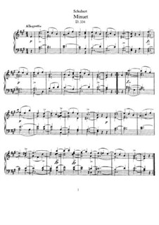 Minuet for Piano in A Major, D.334: For a single performer by Franz Schubert
