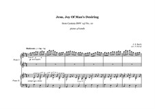 Jesu, Joy of Man's Desiring, for Piano: For four hands by Johann Sebastian Bach