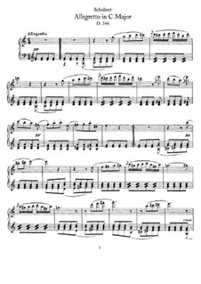Allegretto for Piano in C Major (Fragment), D.346: For a single performer by Franz Schubert